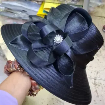 Ebony Grandeur Satin Ribbon Hat