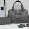 Urban Grid Buckle Tote Set – Handbag + Wallet