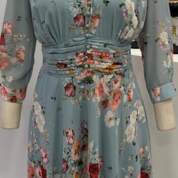 Sage Garden Ruched Waist Maxi Dress