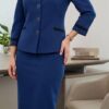 Executive Contrast Trim Skirt Suit