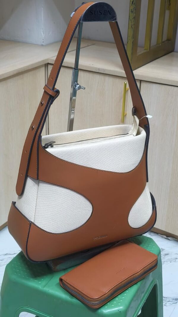 Susen Sculpted Canvas Hobo Set – Shoulder Bag + Wallet