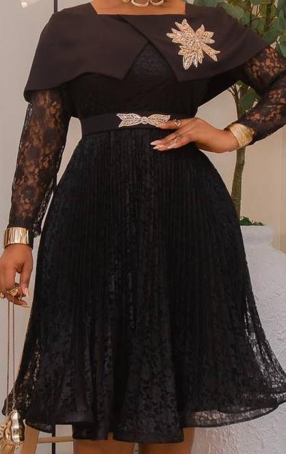 Lace Cape Collar Dress