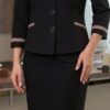 Executive Contrast Trim Skirt Suit