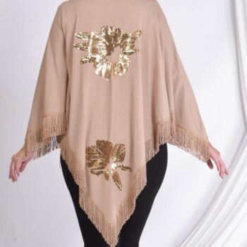 Sequin Bloom Fringe Poncho