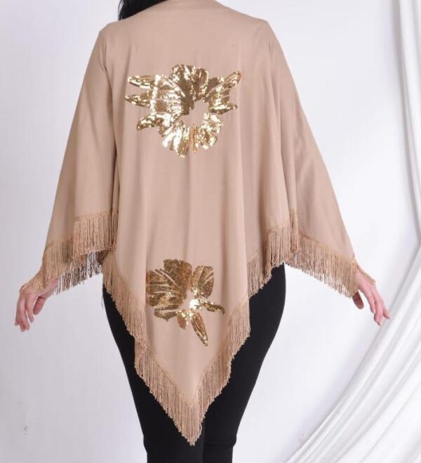 Sequin Bloom Fringe Poncho