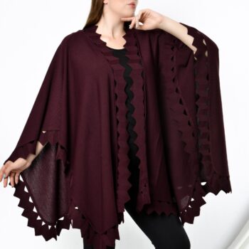 Zigzag Edge Knit Cape Poncho