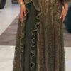 Noir Ruffle Lace Evening Gown