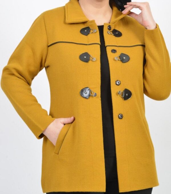 mustard-jacket Amber Duffle Toggle Knit Jacket